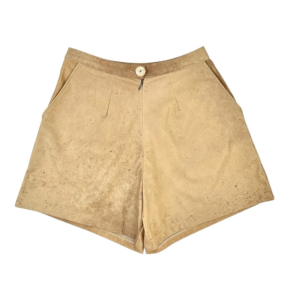 GIRL OF THE EARTH Upcycled Reclaimed Vintage Distressed Leather Tan Brown Shorts